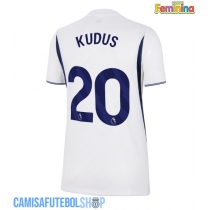 Camisa de time de futebol Tottenham Hotspur Mohammed Kudus #20 Replicas 1º Equipamento Feminina 2026-27 Manga Curta